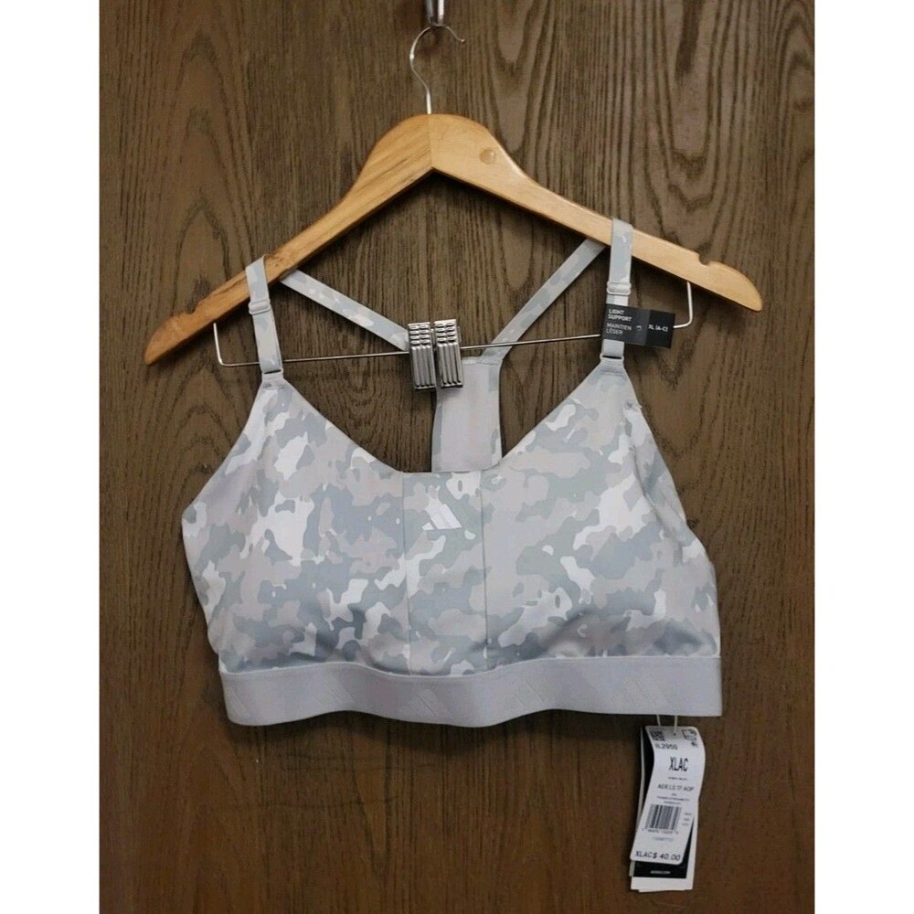 ADIDAS Women's Aeroreact Techfit Light Support Sports Bra White/Grey Size XL
